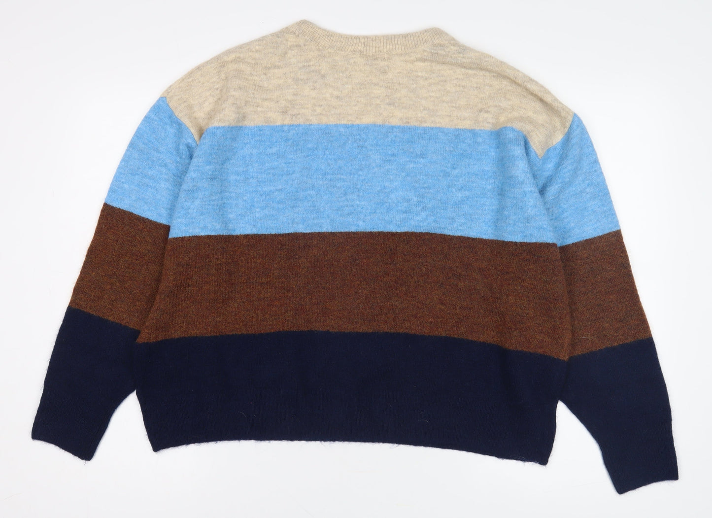 H&M Women’s Multicoloured Stripe Pullover Jumper - L