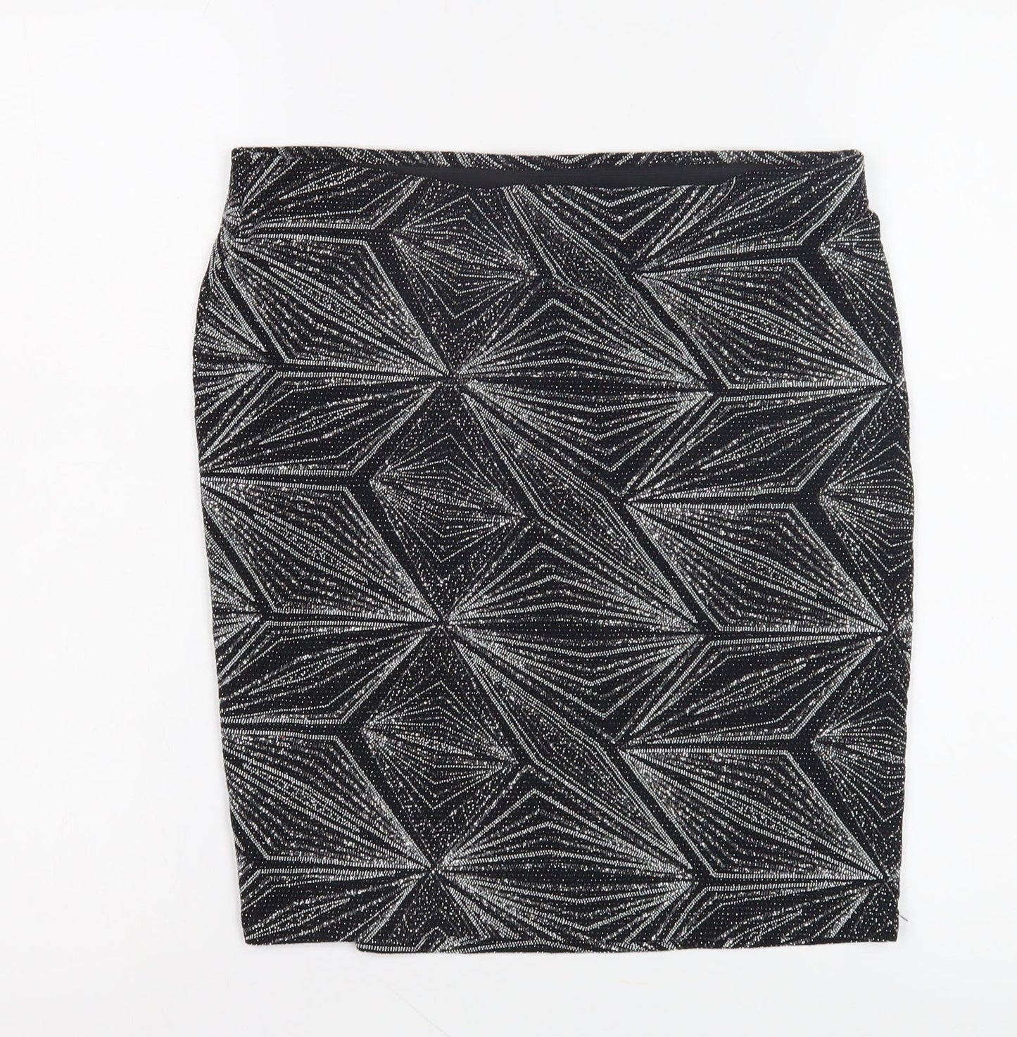 Women's Black Geometric Pencil Skirt M