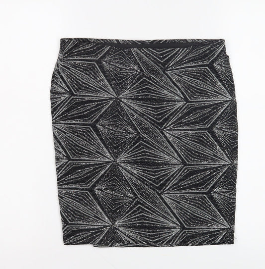 Women's Black Geometric Pencil Skirt M