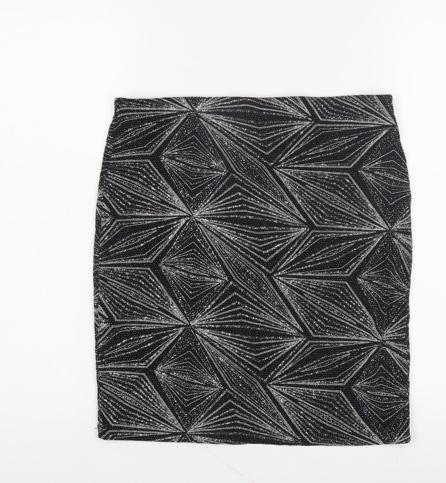 Women's Black Geometric Pencil Skirt M