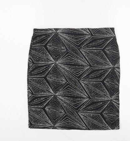 Women's Black Geometric Pencil Skirt M