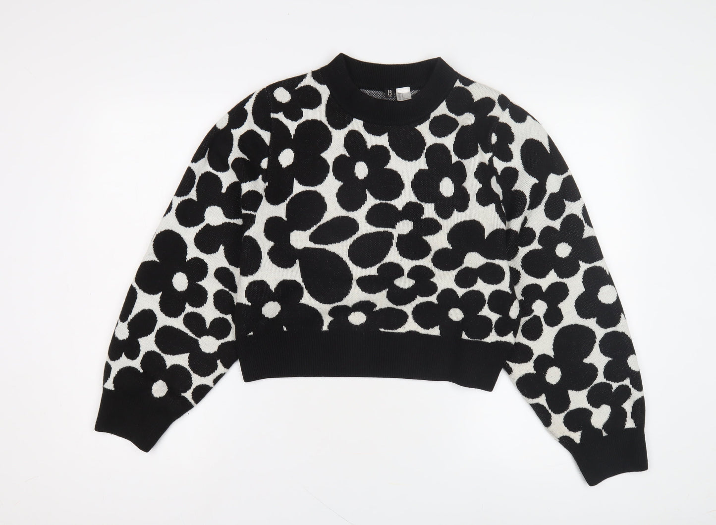 H&M Women's Black Floral Pullover Jumper, Size S