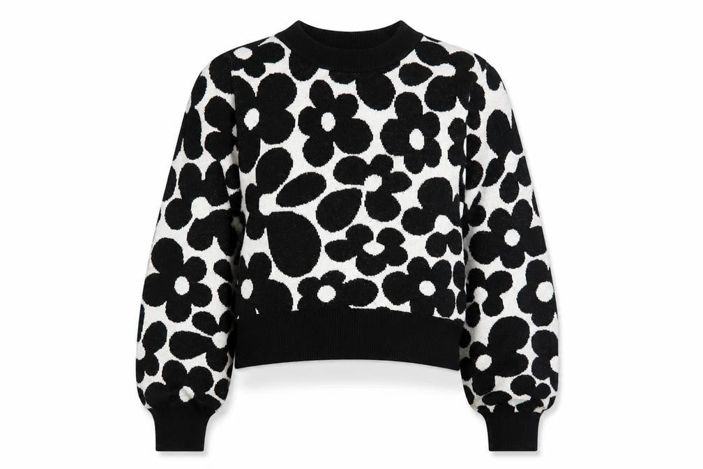 H&M Women's Black Floral Pullover Jumper, Size S