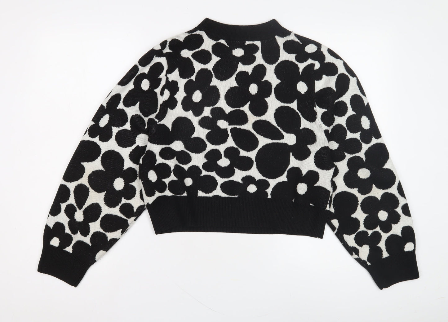 H&M Women's Black Floral Pullover Jumper, Size S