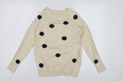 Next Women's Beige Polka Dot Pullover Jumper Size 8