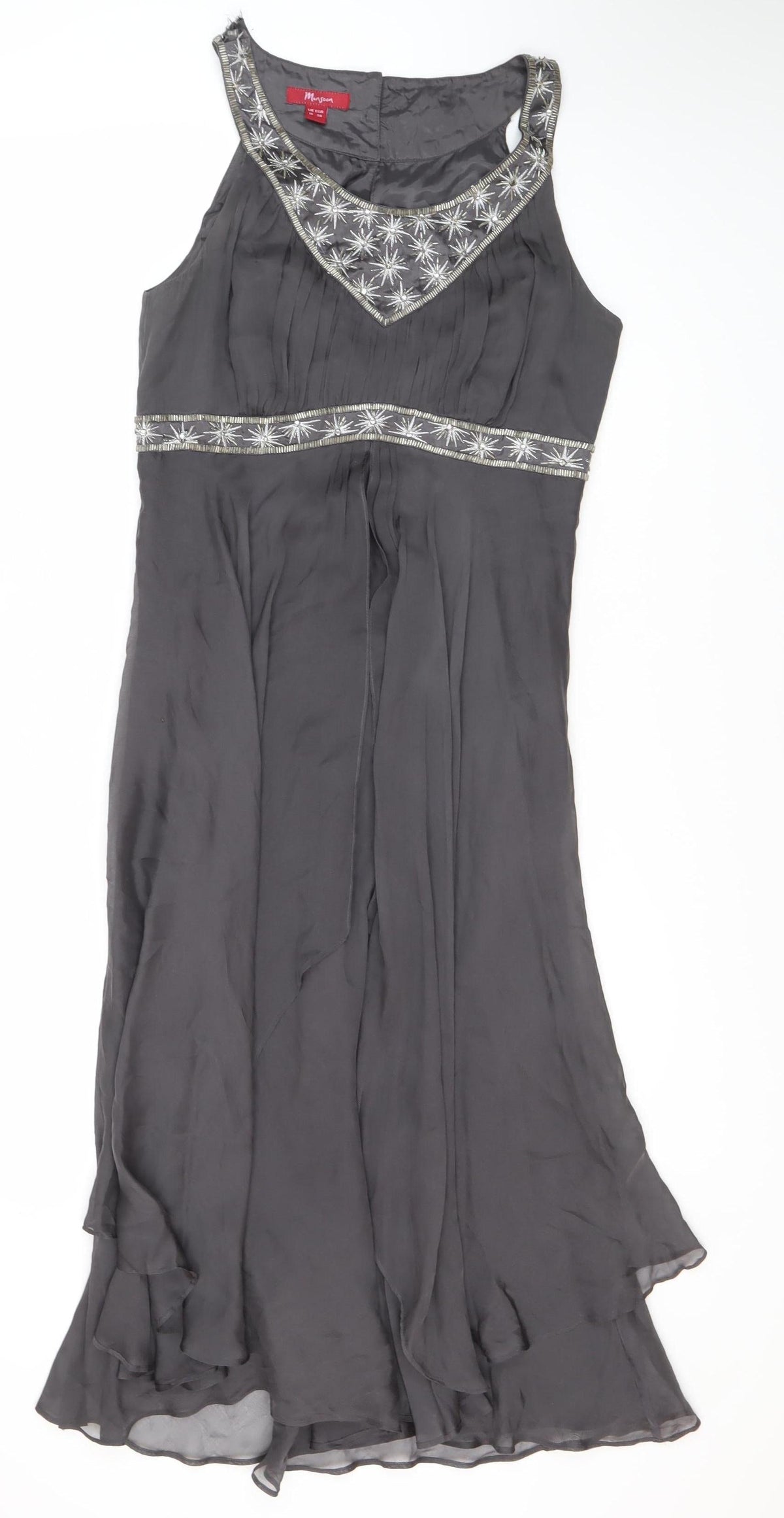 Monsoon Women Grey Asymmetric Midi Dress