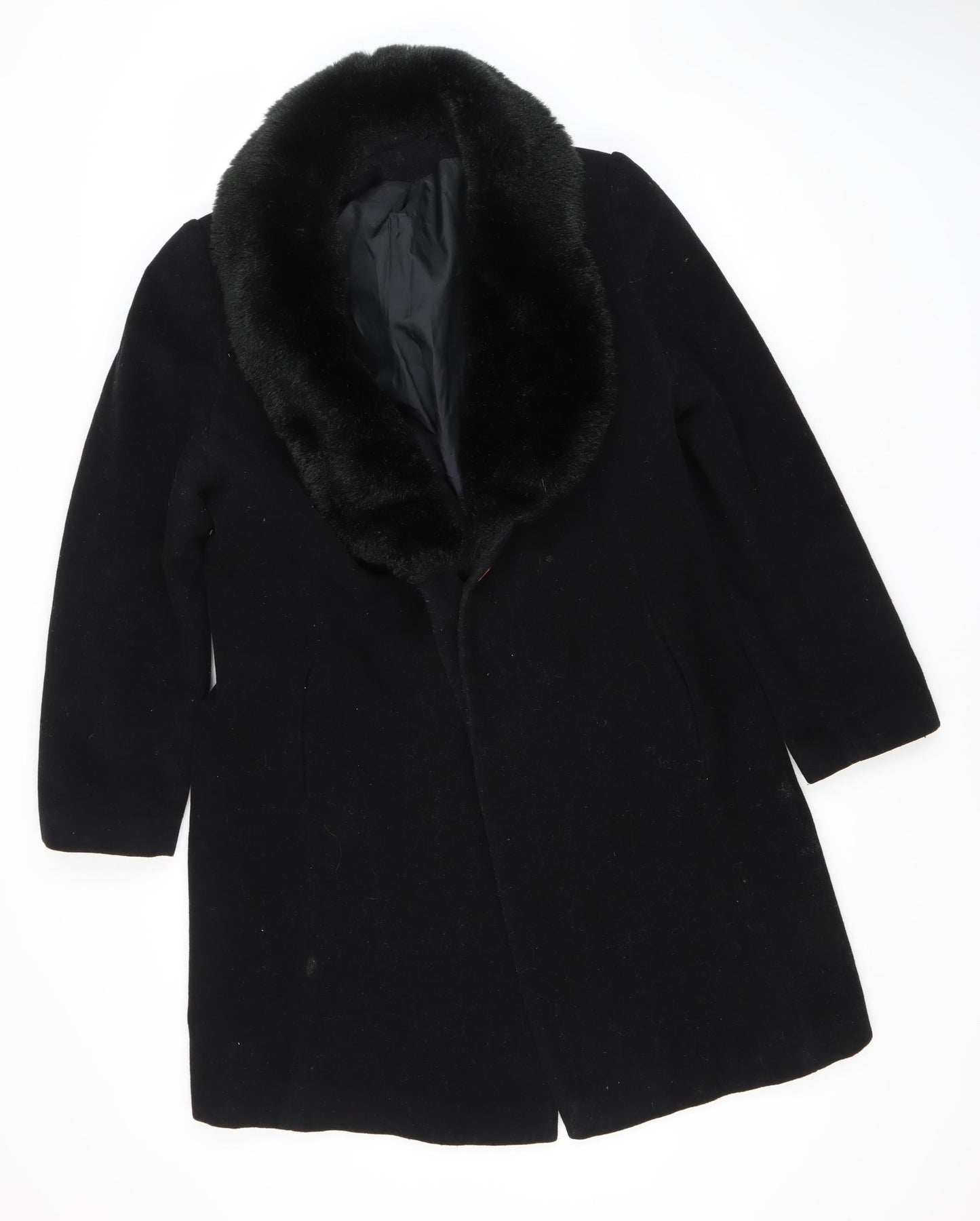 Dorothy Perkins Women's Black Wool Overcoat Size 8