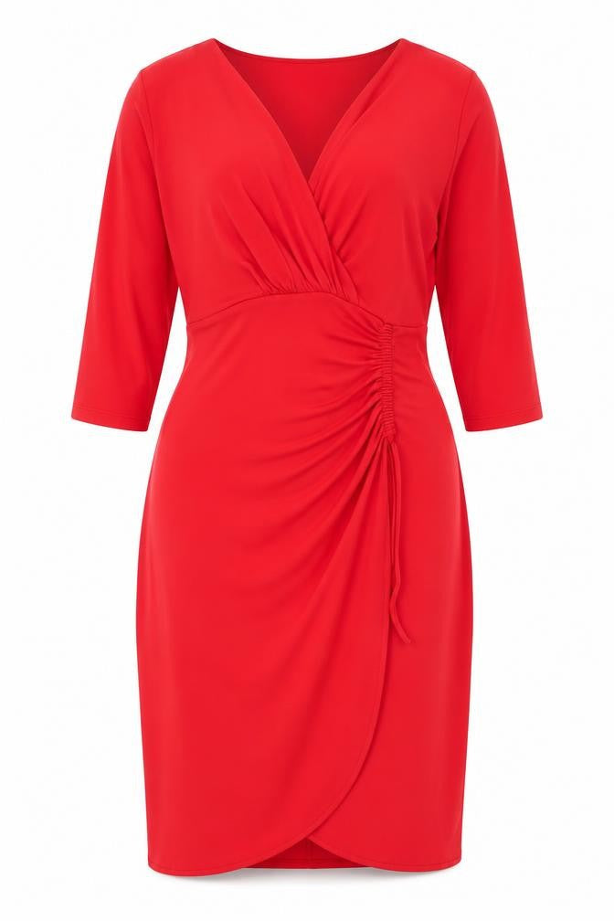 M&Co Red V-Neck Long Sleeve Dress - Size 12 Women