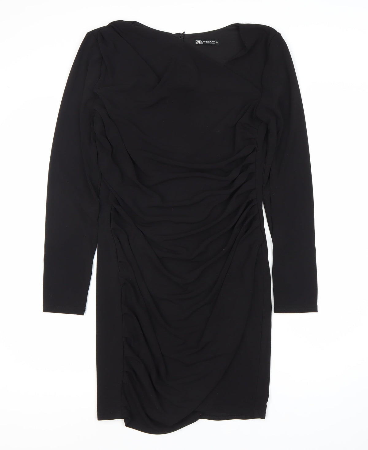 Zara Women's Black Sheath Dress XL Ruched