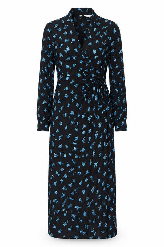 Zara Women's Black Floral Long Dress Size L Viscose