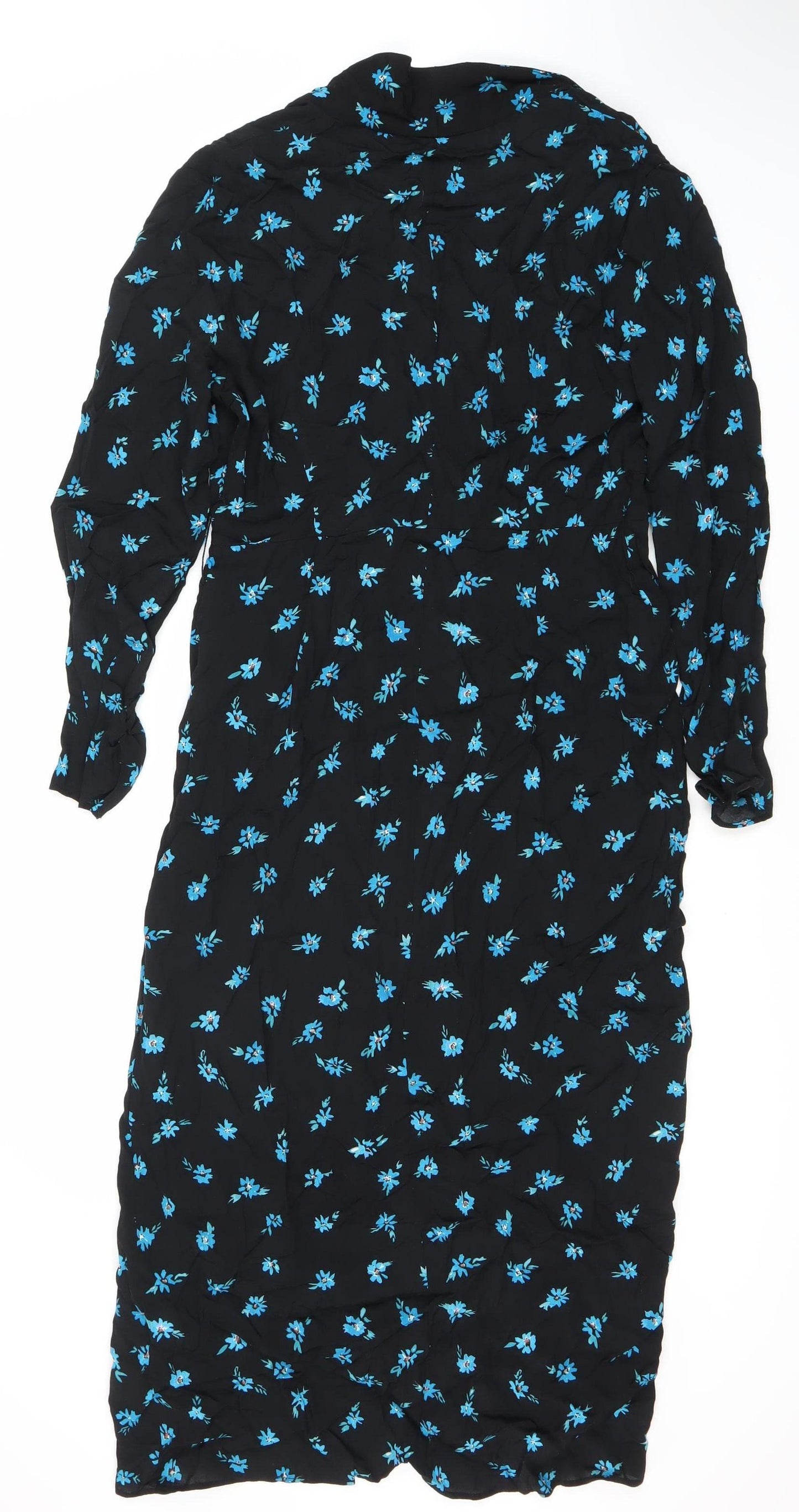 Zara Women's Black Floral Long Dress Size L Viscose