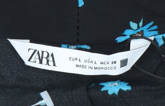 Zara Women's Black Floral Long Dress Size L Viscose