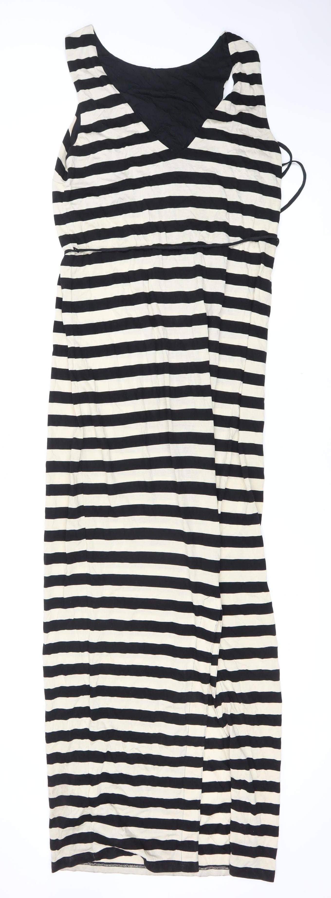 Whistles Women's Ivory Black Striped Dress Size 8