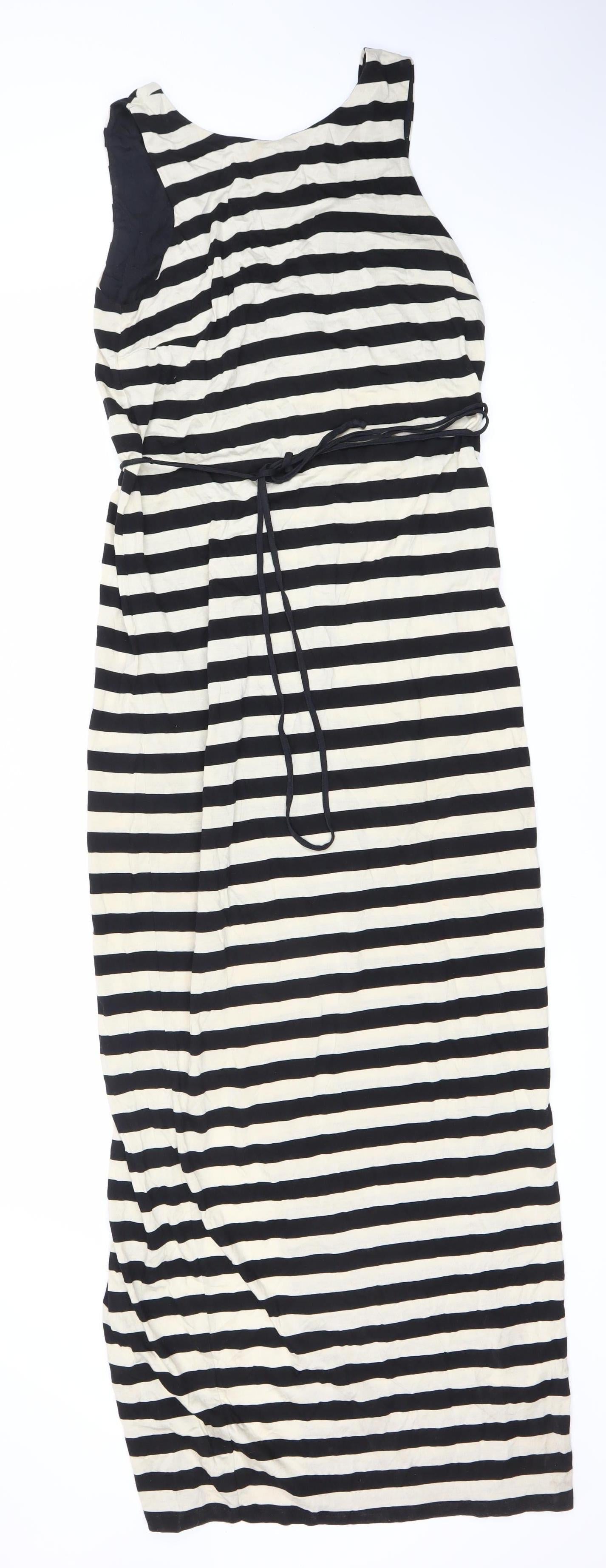 Whistles Women's Ivory Black Striped Dress Size 8