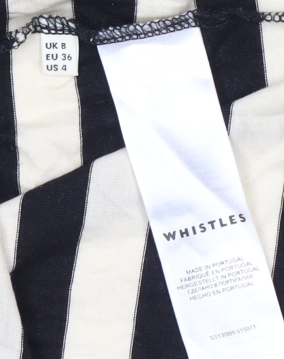 Whistles Women's Ivory Black Striped Dress Size 8