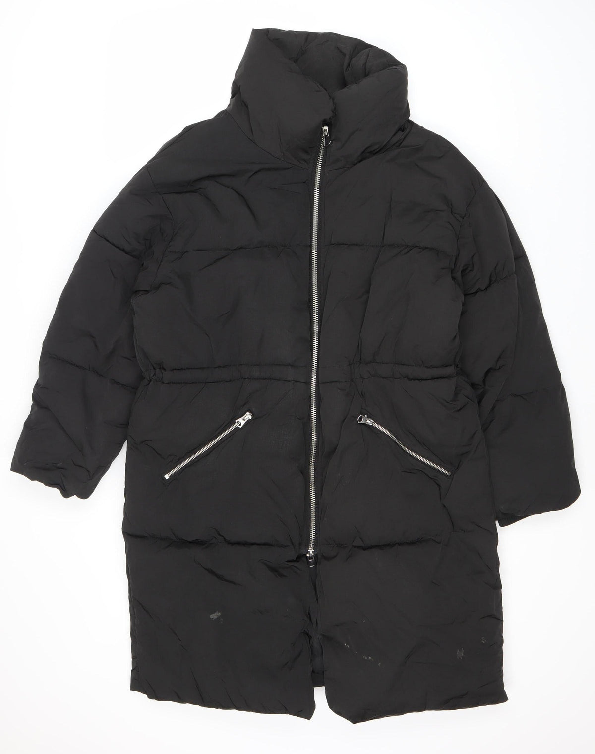 Monki Women's Black Puffer Jacket S, Casual, Mid-Length