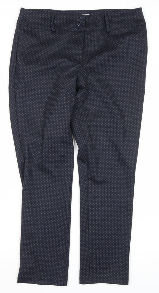 Adini Women's Blue Polka Dot Trousers, Size L