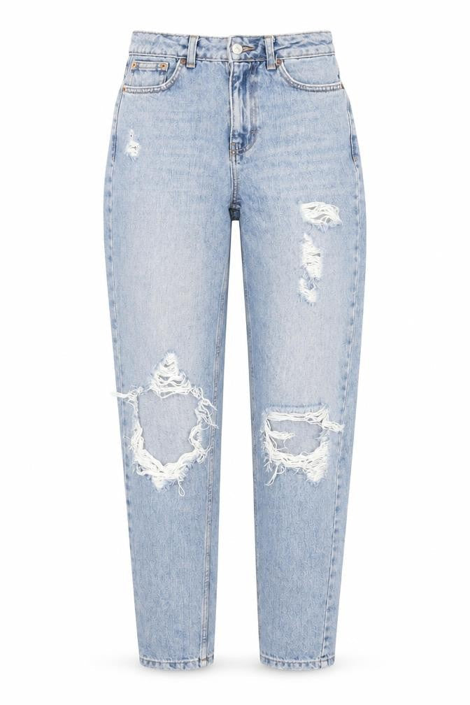 TOPSHOP Women's Blue Distressed Mom Jeans Size 6
