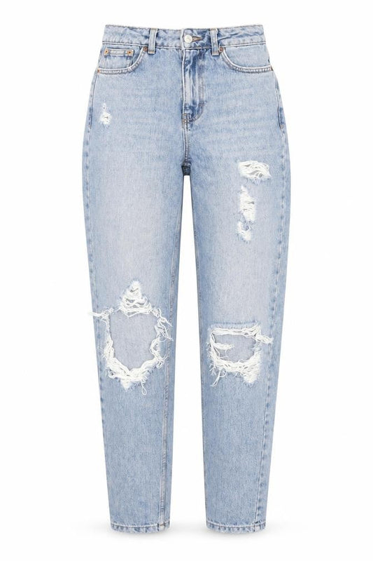 TOPSHOP Women's Blue Distressed Mom Jeans Size 6