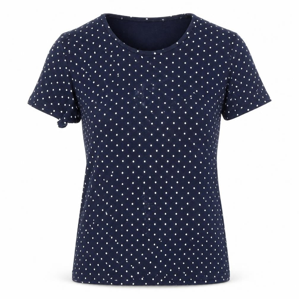 Cotton Traders Women's Blue Polka Dot T-Shirt Size 10