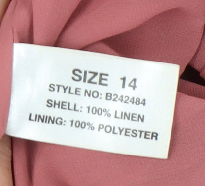 Platinum Women's Pink Linen Trousers Size 14