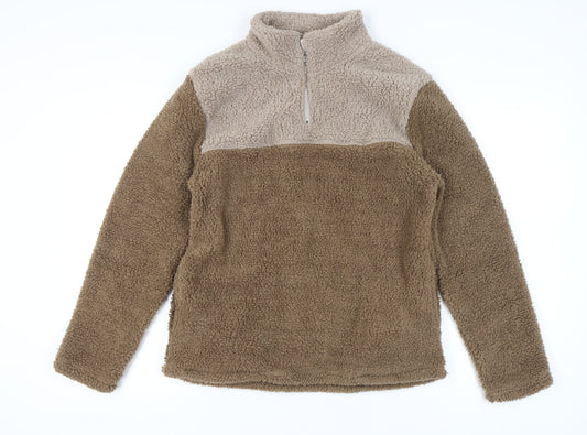 Lounge Brown Mock Neck Fleece Sweatshirt Medium