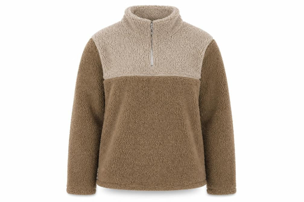 Lounge Brown Mock Neck Fleece Sweatshirt Medium