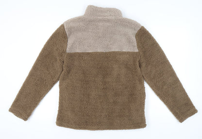 Lounge Womens Brown Mock Neck Fleece Sweatshirt Medium