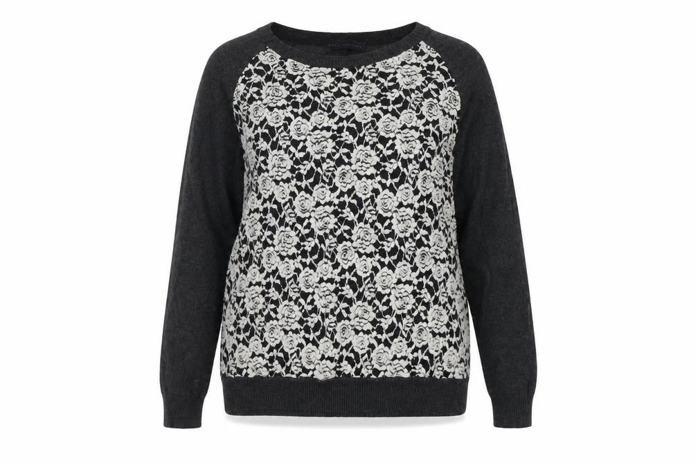 Marks & Spencer Women's Grey Floral Pullover Jumper, Size 8