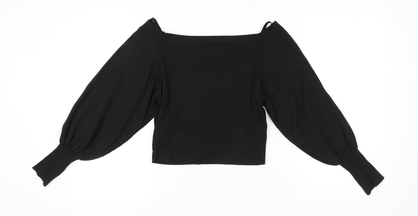 Topshop Women's Black Long Sleeve Top UK 14