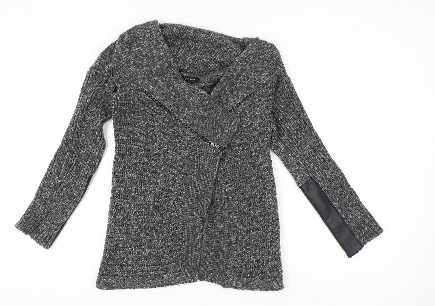 New Look Women’s Grey Full Zip Chunky Knit Jumper M