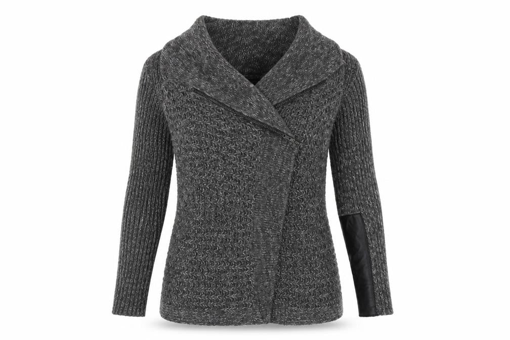 New Look Women’s Grey Full Zip Chunky Knit Jumper M