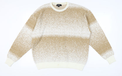 Additional front view of boohooMAN Men's Beige jumper, size S, Casual Knit