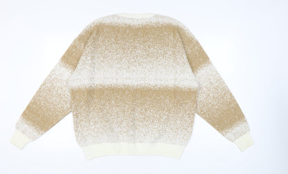 Back view of boohooMAN Men's Beige jumper, size S, Casual Knit