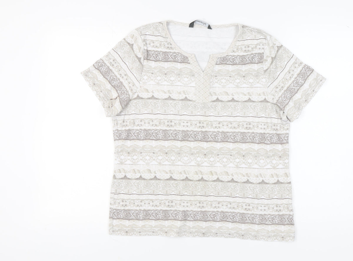 Bonmarché Women's Beige M Geometric T-Shirt