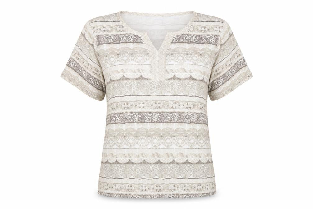 Bonmarché Women's Beige M Geometric T-Shirt