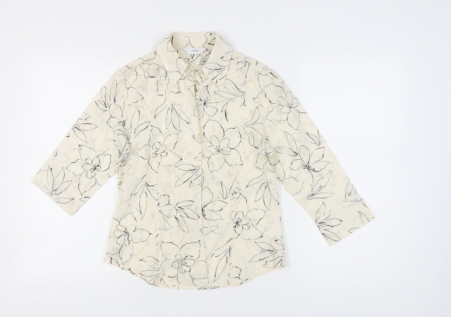Next Women's Beige Floral Button-Up Shirt UK 10