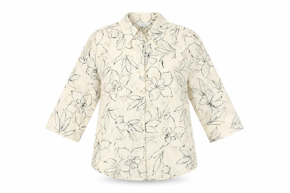 Next Women's Beige Floral Button-Up Shirt UK 10