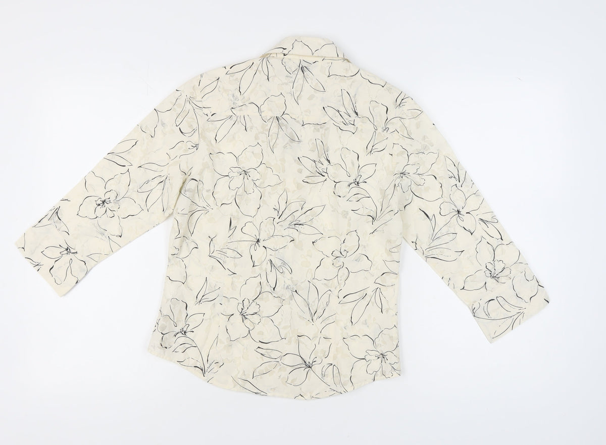 Next Women's Beige Floral Button-Up Shirt UK 10