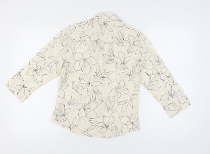 Next Women's Beige Floral Button-Up Shirt UK 10