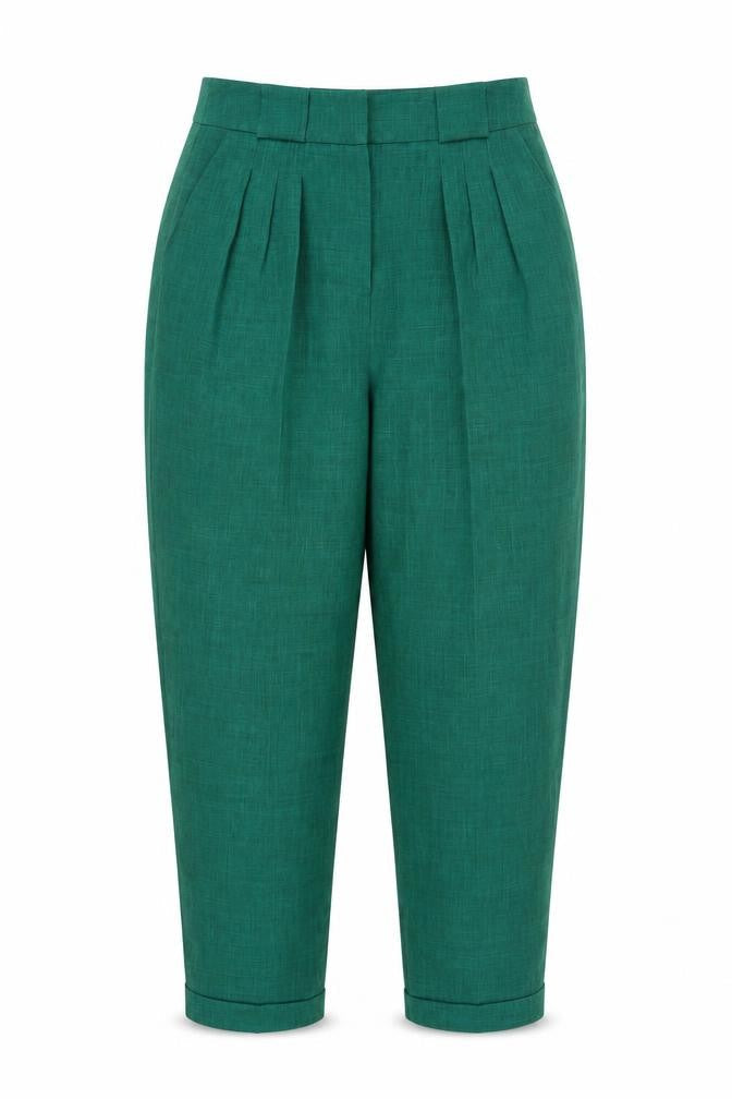 Miss Selfridge Women's Green Tapered Trousers