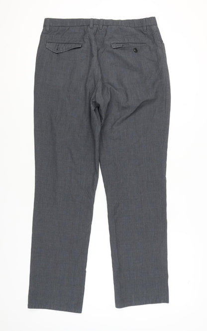 Next Men's Grey Trousers 34L Regular Fit Business