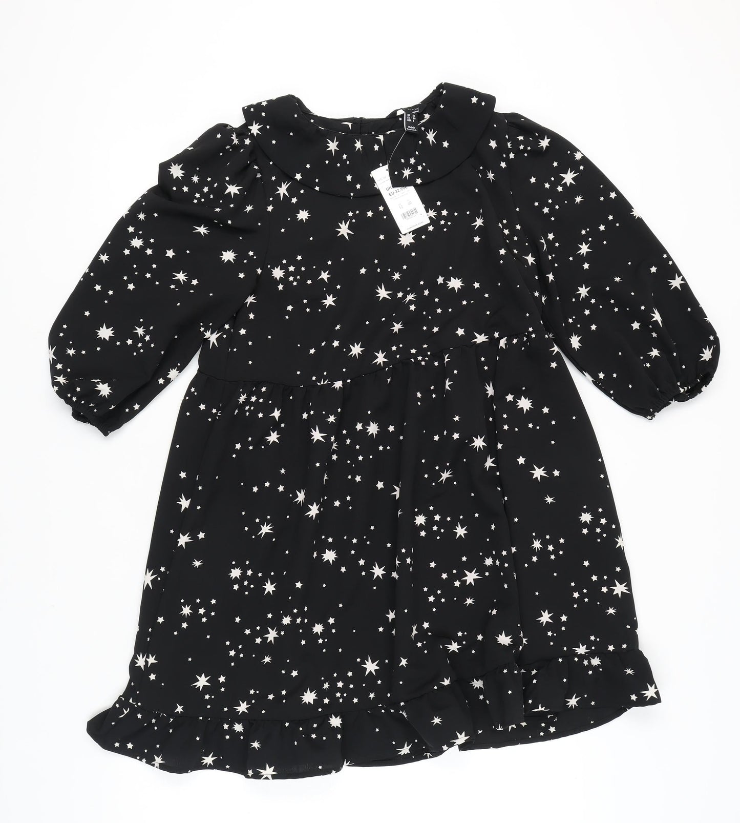 New Look Women's Black Star Pattern Dress, UK 12