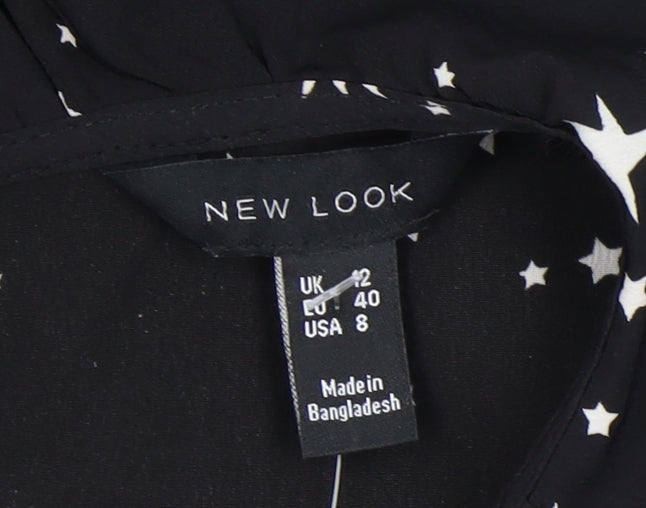 New Look Women's Black Star Pattern Dress, UK 12
