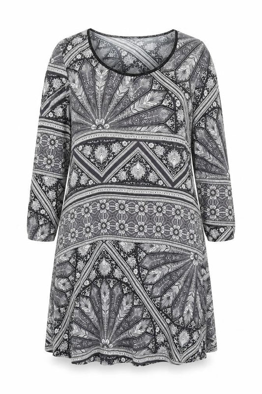 Next Women's Grey Geometric Shift Dress Size 20