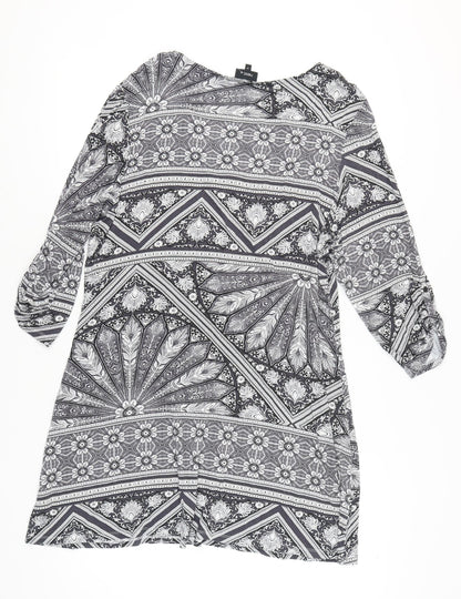 Next Women's Grey Geometric Shift Dress Size 20