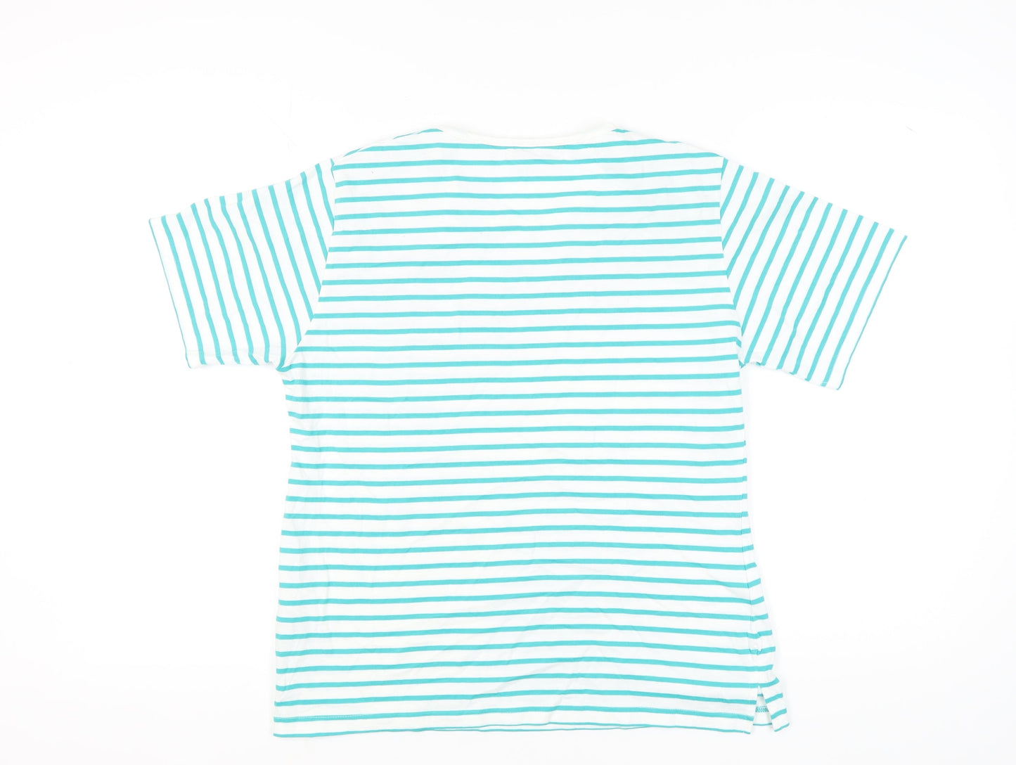 Mudflower Women's Aqua Stripe XL T-Shirt