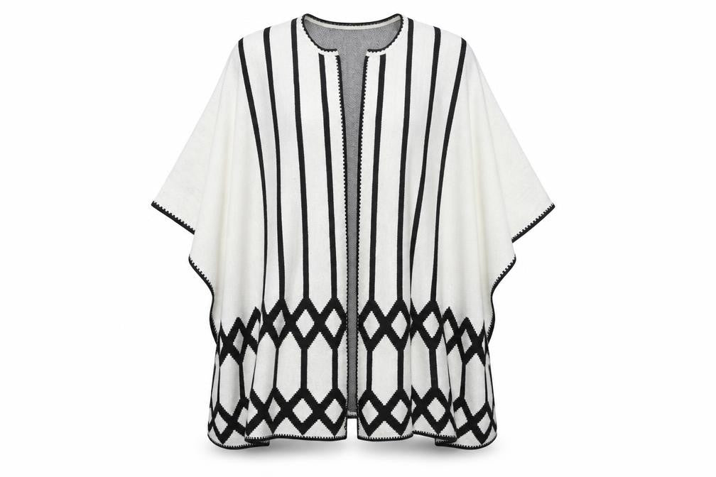 Vero Moda Women's Black & White Geometric Cape M/L