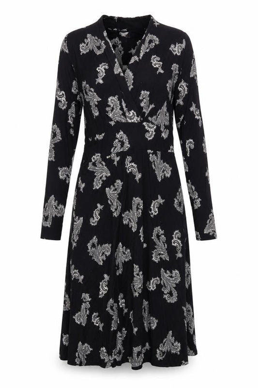 Monsoon Women's Black Paisley Dress Size 12 Long Sleeve