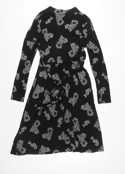 Monsoon Women's Black Paisley Dress Size 12 Long Sleeve